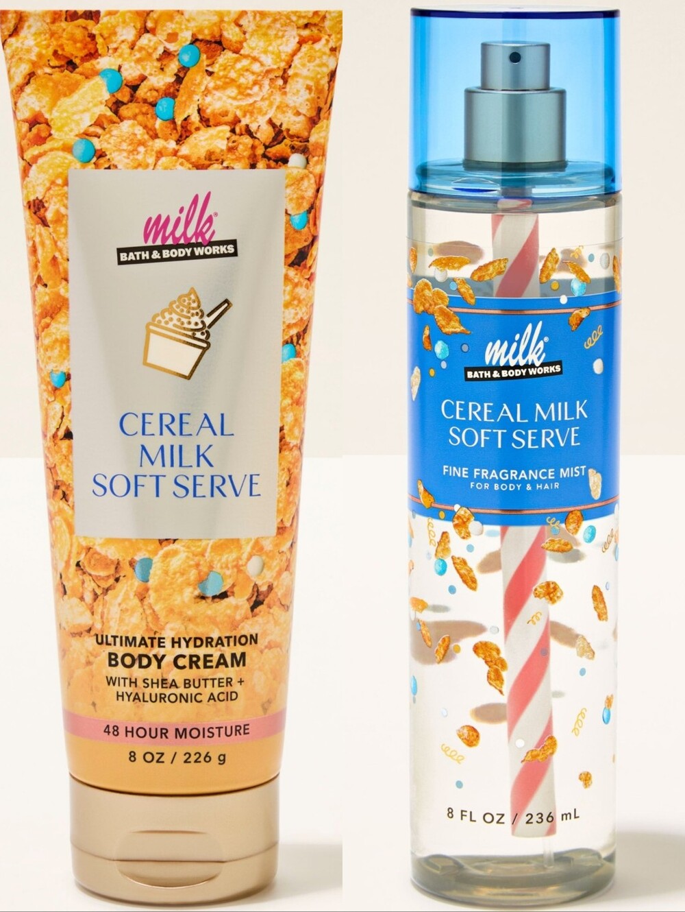 Bath & Body Works Cereal Milk Soft Serve Body Cream & Fragrance Mist Set NEW